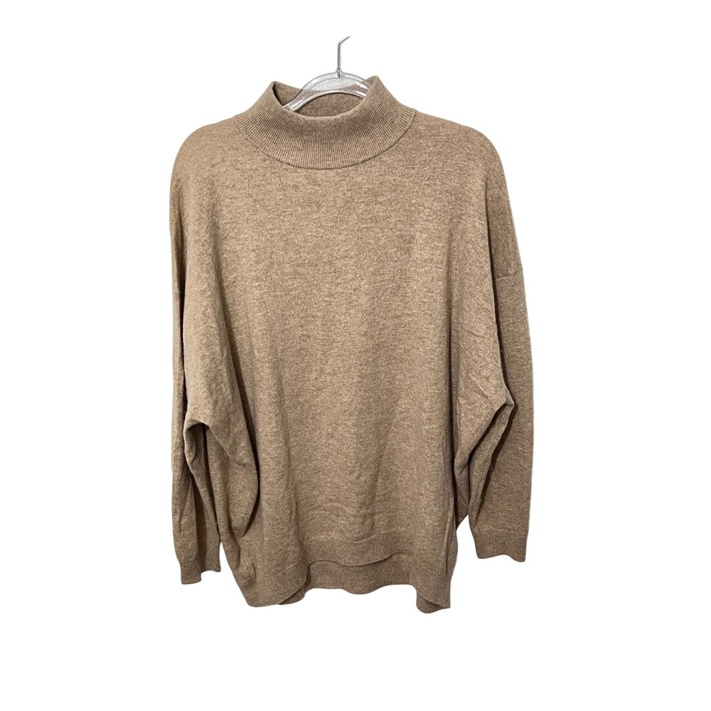 Quince Mongolian Cashmere Turtleneck Sweater Women L Oatmeal Maternity Mock Neck